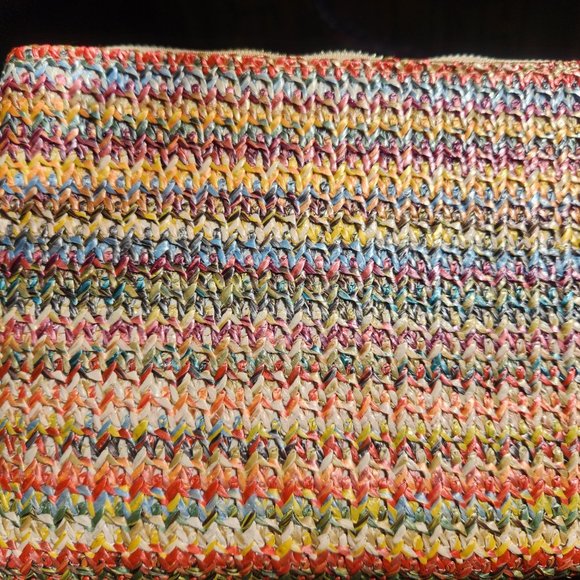 NWOT Striped Straw Clutch bag - Picture 2 of 5